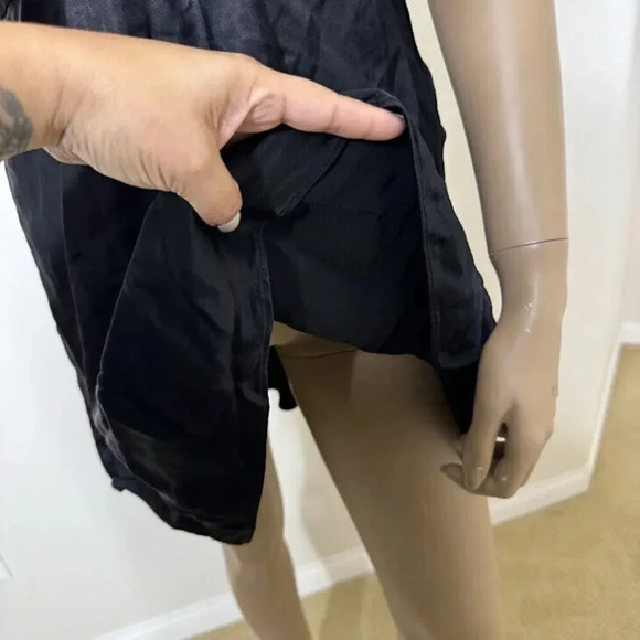 Zara Mini Dress Sz Large Halter Satin Black Cowl Sundress Night Slip Minimalist - Picture 8 of 12